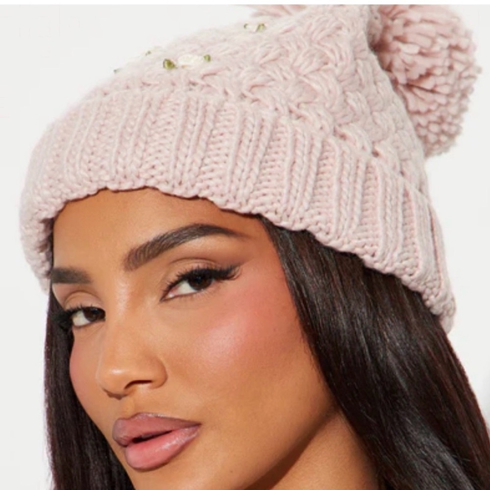 NWT Pink Knit Pom-Pom Beanie